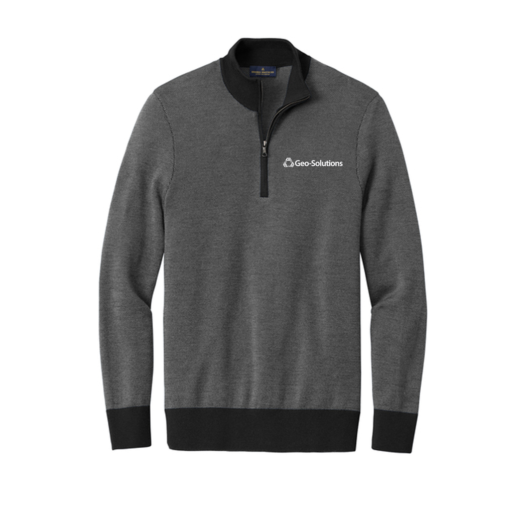 Brooks Brothers® Washable Merino Birdseye 1/4-Zip Sweater Black