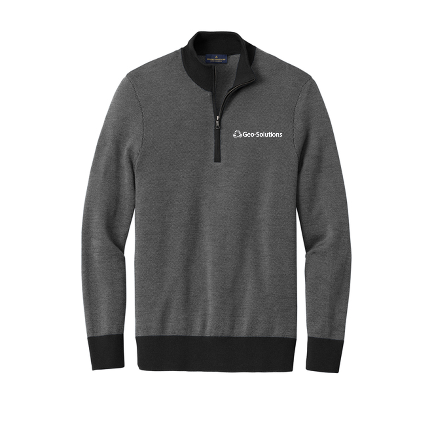 Brooks Brothers® Washable Merino Birdseye 1/4-Zip Sweater Black